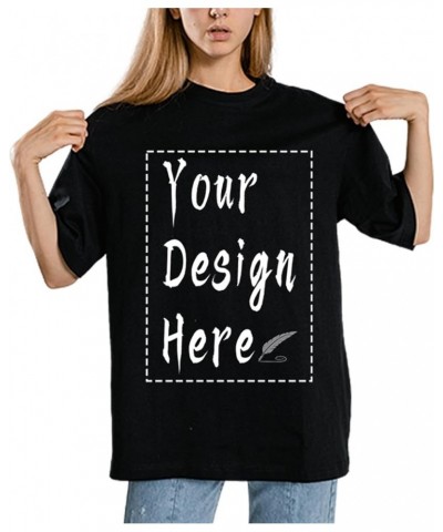 Custom T Shirt for Women Personalized T-Shirt Add Your Own Design Text Picture Front and Back Black $7.15 T-Shirts