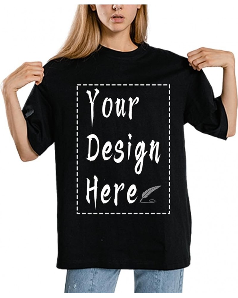 Custom T Shirt for Women Personalized T-Shirt Add Your Own Design Text Picture Front and Back Black $7.15 T-Shirts