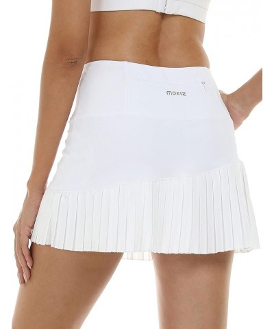 Women's Pleated Tennis Skirts with 3 Pockets High Waisted Athletic Golf Skorts Skirt with 3" Built-in Shorts White $13.74 Skirts