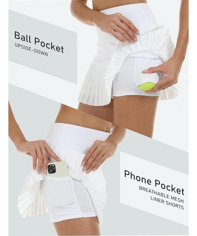 Women's Pleated Tennis Skirts with 3 Pockets High Waisted Athletic Golf Skorts Skirt with 3" Built-in Shorts White $13.74 Skirts