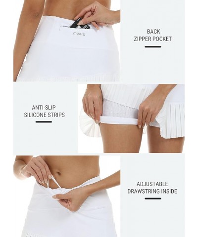 Women's Pleated Tennis Skirts with 3 Pockets High Waisted Athletic Golf Skorts Skirt with 3" Built-in Shorts White $13.74 Skirts