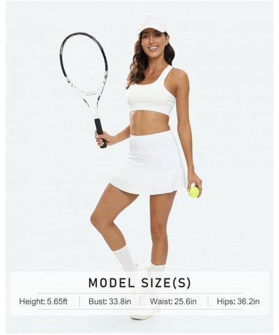 Women's Pleated Tennis Skirts with 3 Pockets High Waisted Athletic Golf Skorts Skirt with 3" Built-in Shorts White $13.74 Skirts