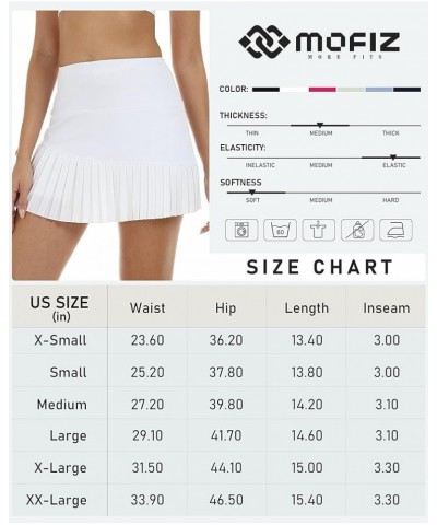 Women's Pleated Tennis Skirts with 3 Pockets High Waisted Athletic Golf Skorts Skirt with 3" Built-in Shorts White $13.74 Skirts