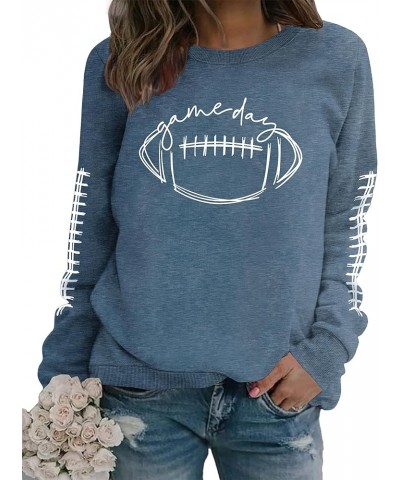 Football Is My Favorite Season Sweatshirt for Women, Long Sleeve Casual football graphics Sweatshirt football shirts Blue1 $9...