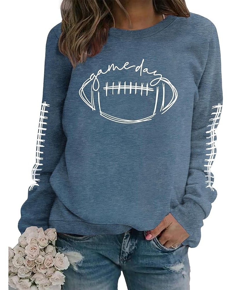 Football Is My Favorite Season Sweatshirt for Women, Long Sleeve Casual football graphics Sweatshirt football shirts Blue1 $9...