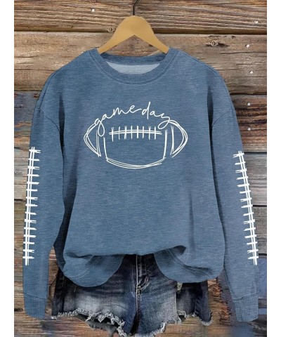 Football Is My Favorite Season Sweatshirt for Women, Long Sleeve Casual football graphics Sweatshirt football shirts Blue1 $9...