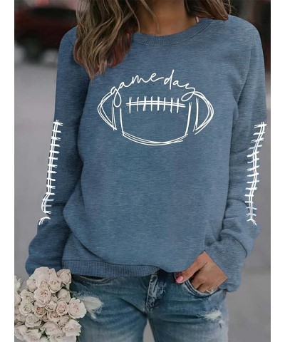 Football Is My Favorite Season Sweatshirt for Women, Long Sleeve Casual football graphics Sweatshirt football shirts Blue1 $9...