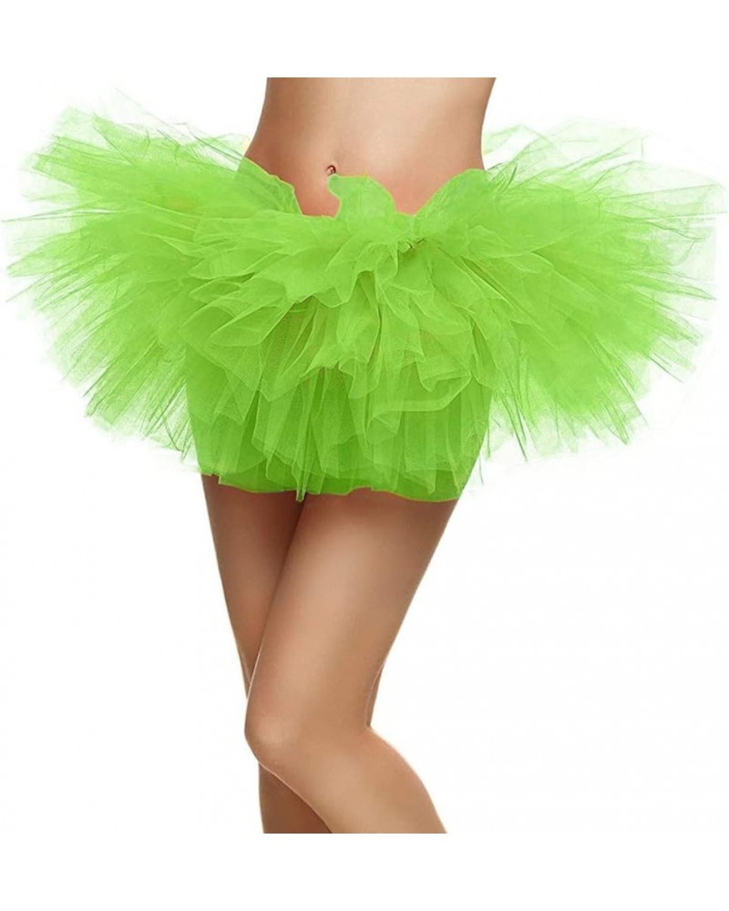 Adult Women's 5 Layered Tulle Ballet Tutu Skirt-Assorted Colors Fluorescent Green 1 $16.81 Skirts