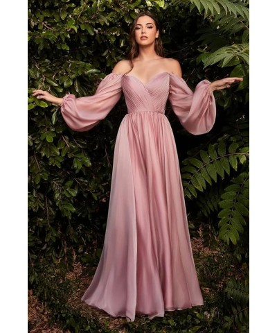 Long Sleeve Brdiesmaid Dresses for Wedding Off Shoulder Evening Gowns for Women Pleated Chiffon Prom Dresses CXL056 Wine Red ...