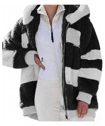 Winter Coats for Women,Casual Plus Size Fleece Jacket Loose Warm Outdoor Sherpa Lined Thick Coat Outwear Zip Up Hoodies B Bla...