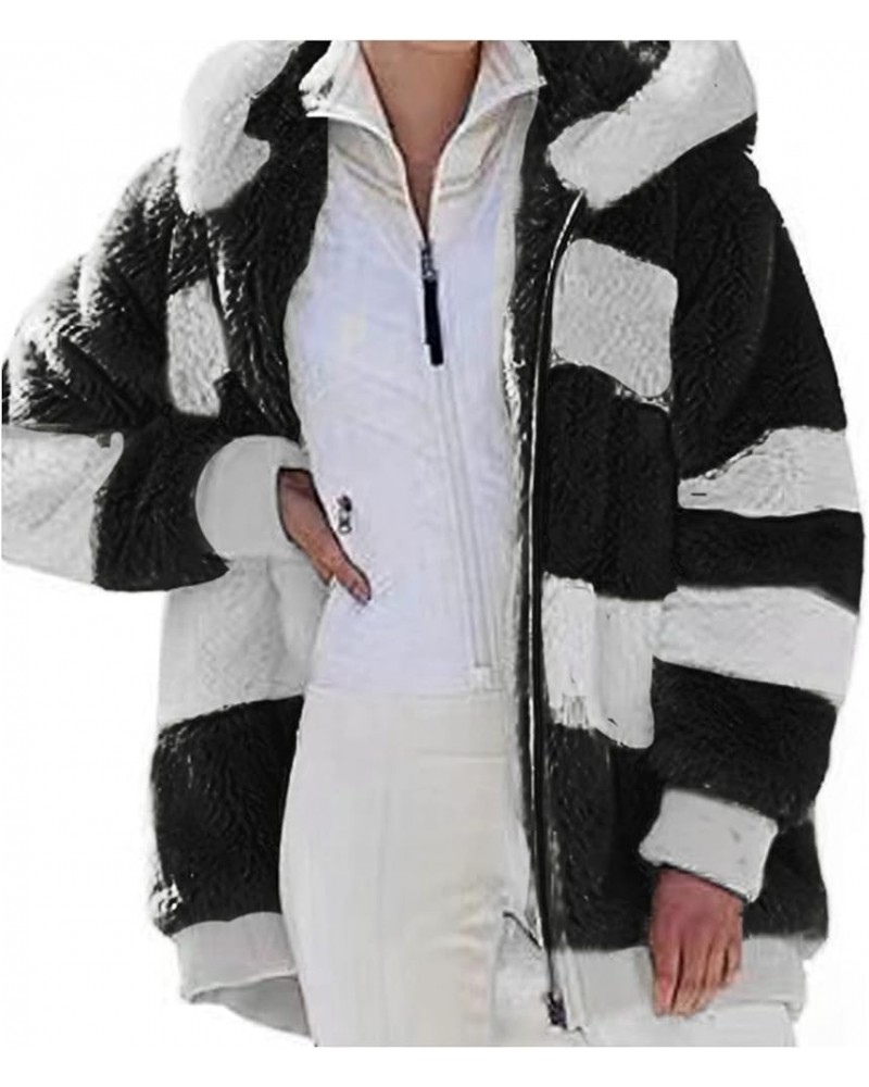 Winter Coats for Women,Casual Plus Size Fleece Jacket Loose Warm Outdoor Sherpa Lined Thick Coat Outwear Zip Up Hoodies B Bla...