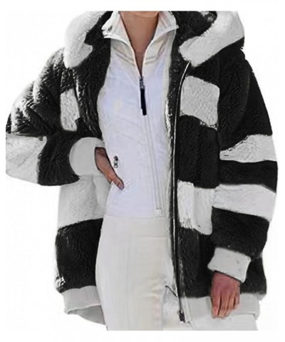 Winter Coats for Women,Casual Plus Size Fleece Jacket Loose Warm Outdoor Sherpa Lined Thick Coat Outwear Zip Up Hoodies B Bla...