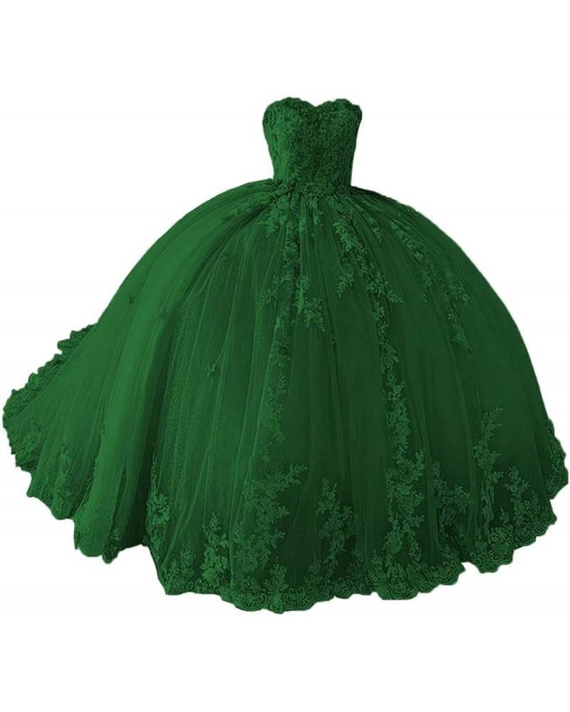 Princess Beaded Lace Quinceanera Dresses Ball Gown 2023 Strapless 3D Flowers Prom Dresses Puffy Sweet 15 16 Gown WZY75 Green ...