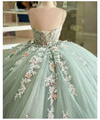 Princess Beaded Lace Quinceanera Dresses Ball Gown 2023 Strapless 3D Flowers Prom Dresses Puffy Sweet 15 16 Gown WZY75 Green ...