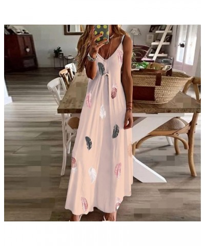 Summer Dresses Women 2024 Sexy Spaghetti Strap V Neck Floral Boho Beach Sundress Sleeveless Vacation Resort Outfits 24 Orange...