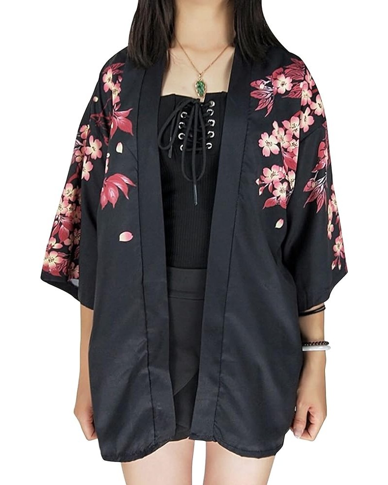 Women's 2024 Casual Floral Print Cardigan 3/4 Sleeves Cat Kimono Loose Tops Cover up Style 4 $13.76 Sweaters