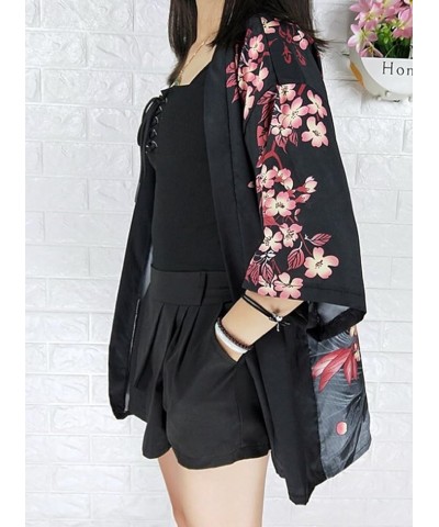 Women's 2024 Casual Floral Print Cardigan 3/4 Sleeves Cat Kimono Loose Tops Cover up Style 4 $13.76 Sweaters