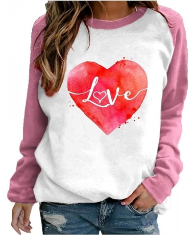 Valentines Day Outfit Women Long Sleeve Shirts 2024 Love Heart Graphic Gifts for Her Cute Crewneck Sweater Teacher Shirts Pin...