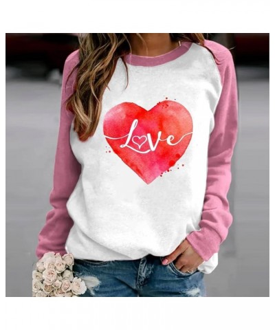 Valentines Day Outfit Women Long Sleeve Shirts 2024 Love Heart Graphic Gifts for Her Cute Crewneck Sweater Teacher Shirts Pin...