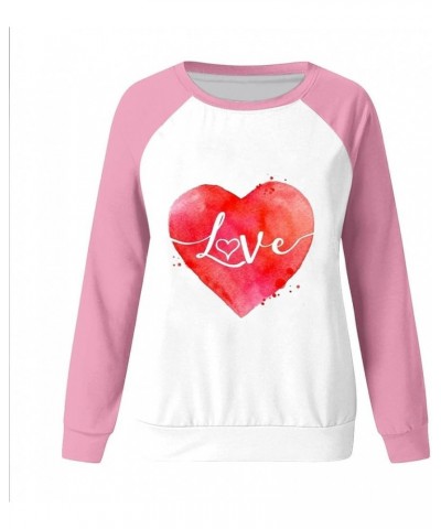 Valentines Day Outfit Women Long Sleeve Shirts 2024 Love Heart Graphic Gifts for Her Cute Crewneck Sweater Teacher Shirts Pin...