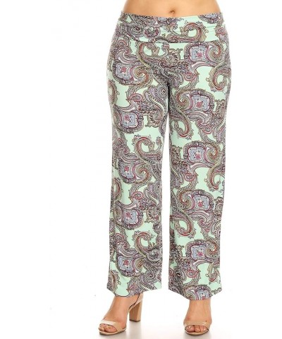 Plus Size Paisley Printed Palazzo Pants Mint Paisley $13.69 Pants