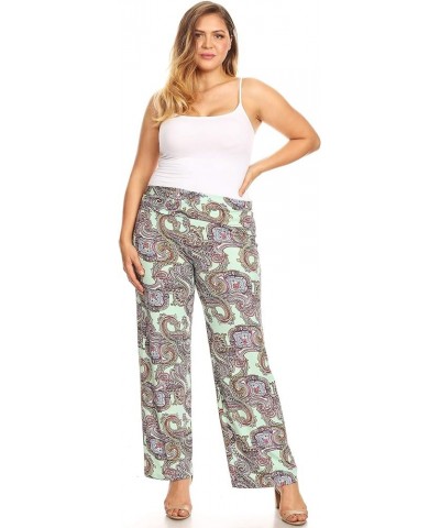 Plus Size Paisley Printed Palazzo Pants Mint Paisley $13.69 Pants