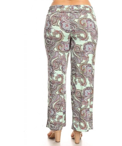 Plus Size Paisley Printed Palazzo Pants Mint Paisley $13.69 Pants