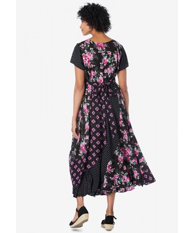 Women's Plus Size Rose Garden Maxi Dress Soft Iris Pretty Rose $36.30 Dresses