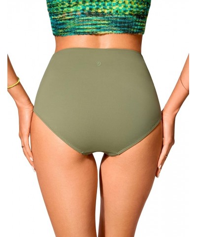 Womens High Waisted Bikini Bottom Tummy Control Bathing Swimsuit Bottoms Full Coverage Swim Bottoms Moss Green $12.40 Swimsuits