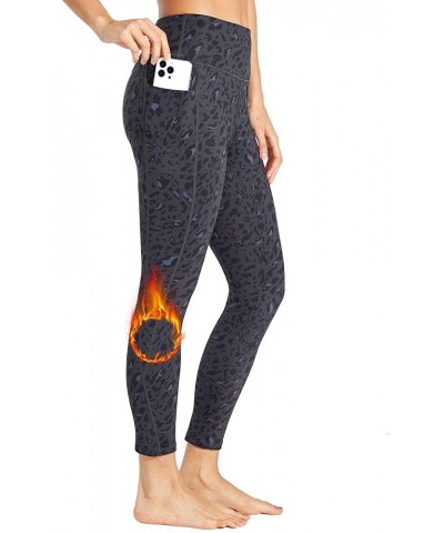 Women's Fleece Lined Leggings High Waisted Winter Thermal Yoga Running Pants with Pockets PETITE: 24" INSEAM Black Leopard $1...