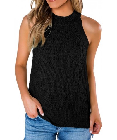 Women's Summer Halter Tank Tops Sleeveless Casual Racerback Loose Shirts Knit Cami Sweater Vest Black $13.55 Tanks