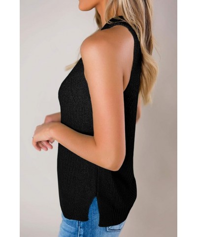 Women's Summer Halter Tank Tops Sleeveless Casual Racerback Loose Shirts Knit Cami Sweater Vest Black $13.55 Tanks