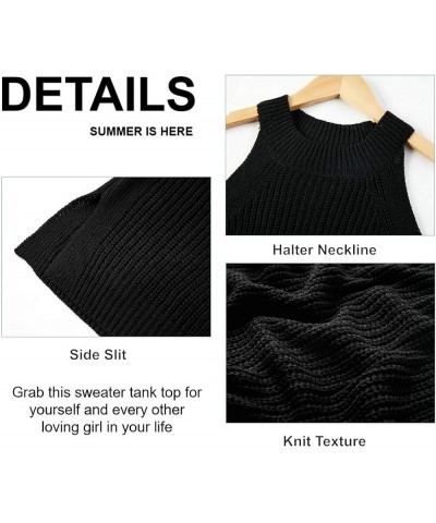 Women's Summer Halter Tank Tops Sleeveless Casual Racerback Loose Shirts Knit Cami Sweater Vest Black $13.55 Tanks