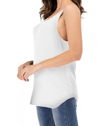 Women's Cute Criss Cross Back Tank Tops Loose Hollow Out Camisole Shirt White $11.39 Tanks