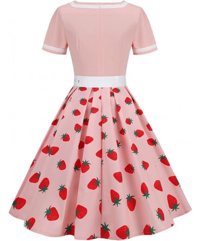 Women Short Sleeve 1950s Retro Vintage Cocktail Party Swing Dress Polka Dot Audrey Dress Casual A-Line Work Dress with Belt P...