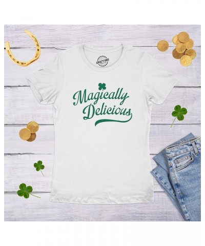 Womens Saint Patricks Day T Shirts Funny Shenanigans Clover Graphic Tees for Women White - Magically Delicious $10.39 T-Shirts