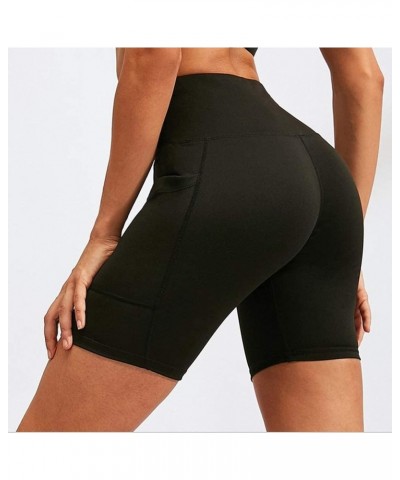 High Waist Biker Shorts for Women with Side Pockets Tummy Control Running Exercise Spandex Yoga Shorts 1 Black $10.19 Activewear