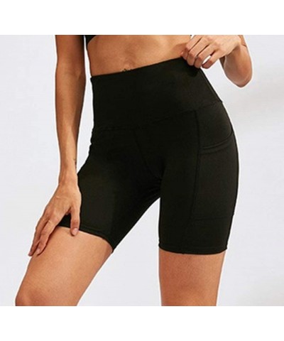 High Waist Biker Shorts for Women with Side Pockets Tummy Control Running Exercise Spandex Yoga Shorts 1 Black $10.19 Activewear