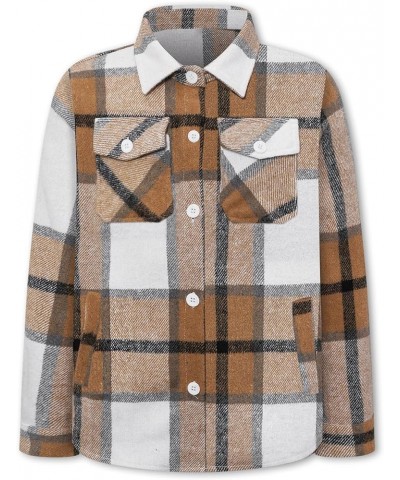 Girls Womens Flannel Shirt Long Sleeve Button Down Plaid Shirt Jacket, 3 Months - US 2XL Women Yf2 Plaid Jacket -Khaki $8.54 ...