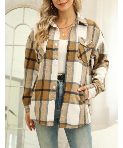 Girls Womens Flannel Shirt Long Sleeve Button Down Plaid Shirt Jacket, 3 Months - US 2XL Women Yf2 Plaid Jacket -Khaki $8.54 ...