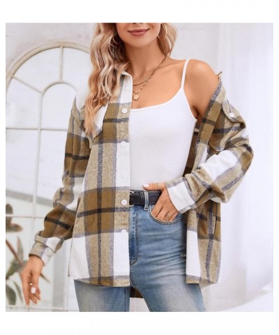 Girls Womens Flannel Shirt Long Sleeve Button Down Plaid Shirt Jacket, 3 Months - US 2XL Women Yf2 Plaid Jacket -Khaki $8.54 ...