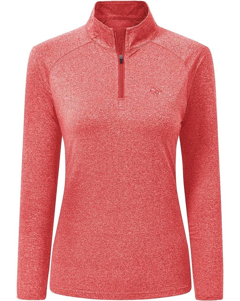 Long Sleeve Golf Polo Shirts for Women 1/4 Zip Stand Collar Pullover Thermal Lining Athletic Workout Tops Orange-red $17.81 S...