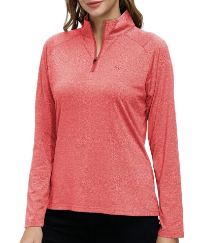 Long Sleeve Golf Polo Shirts for Women 1/4 Zip Stand Collar Pullover Thermal Lining Athletic Workout Tops Orange-red $17.81 S...