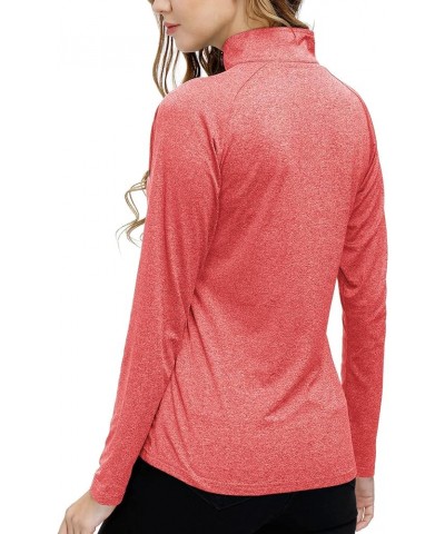 Long Sleeve Golf Polo Shirts for Women 1/4 Zip Stand Collar Pullover Thermal Lining Athletic Workout Tops Orange-red $17.81 S...