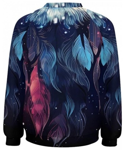 Fashion Owl Sweatshirt for Women Galaxy Pattern Long Sleeve Western Pullover Tops Feather Print Sweatshirt Ai_owl_13 $21.83 H...