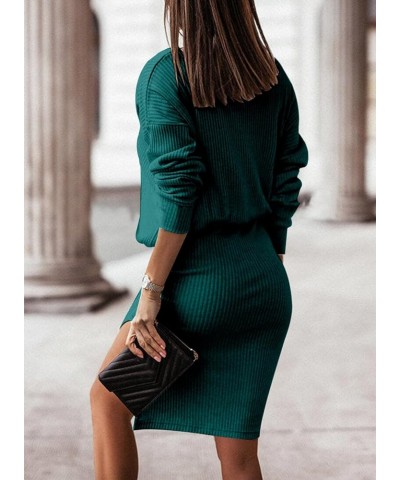 Women's 2 Piece Outfits 2023 Fall Long Sleeve Turtleneck Tops High Slit Bodycon Midi Skirt Outfit Two Piece Dress Set Green $...