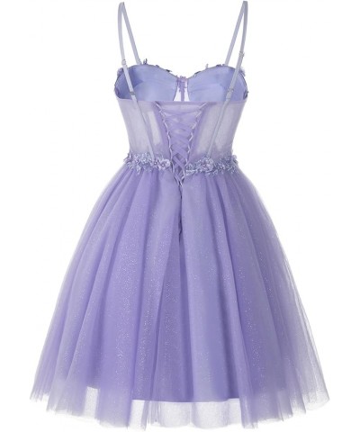 Sparkly Tulle Homecoming Dresses for Teens 2023 Short Sweetheart 3D Flowers Prom Party Gowns Dusty Purple $38.60 Dresses