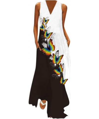 Women 2023 Summer Sleeveless Long Dresses with Pockets Floral Printed Loose Plus Size Maxi Dress Bohemian Sun Dresses Z02-mul...