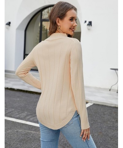 Women's Tunic Tops Crewneck Long Sleeve Fall Sweater Round Hem Knit Pullover Apricot $11.79 Tops