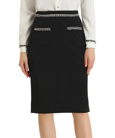 Pencil Skirt for Women's Elegant Slim Fit Knee Length Business Skirt Black $10.54 Skirts